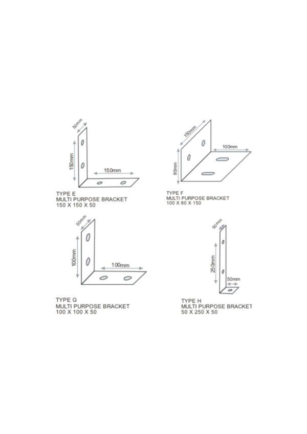 Multi-Purpose Brackets Dimensions