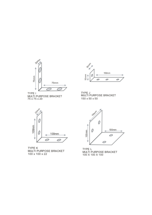 Multi-Purpose Brackets Dimensions